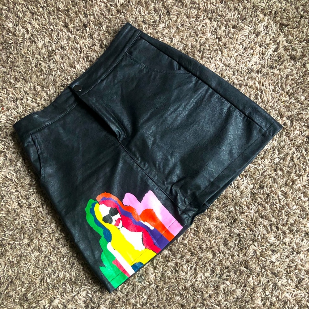 Retro leather skirt